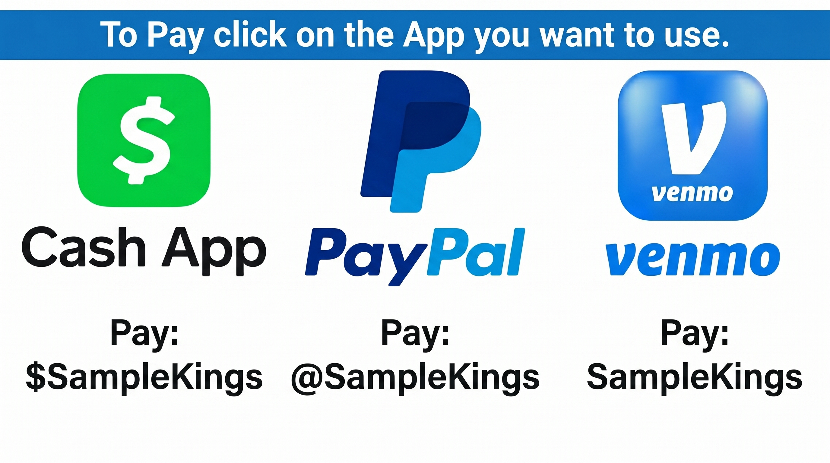 Payment Options - Cash App, PayPal, Venmo